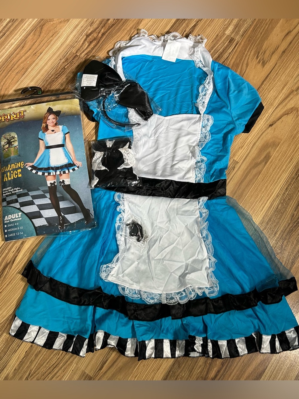 Charming Alice Spirit Halloween  Adult Size L 12-14 Costume Dress And Headband